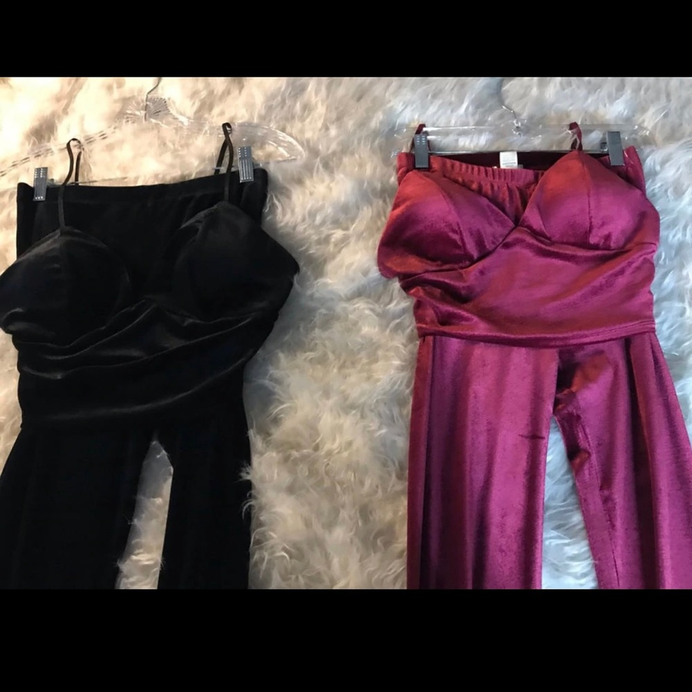 2 Piece Velour mid-cut top